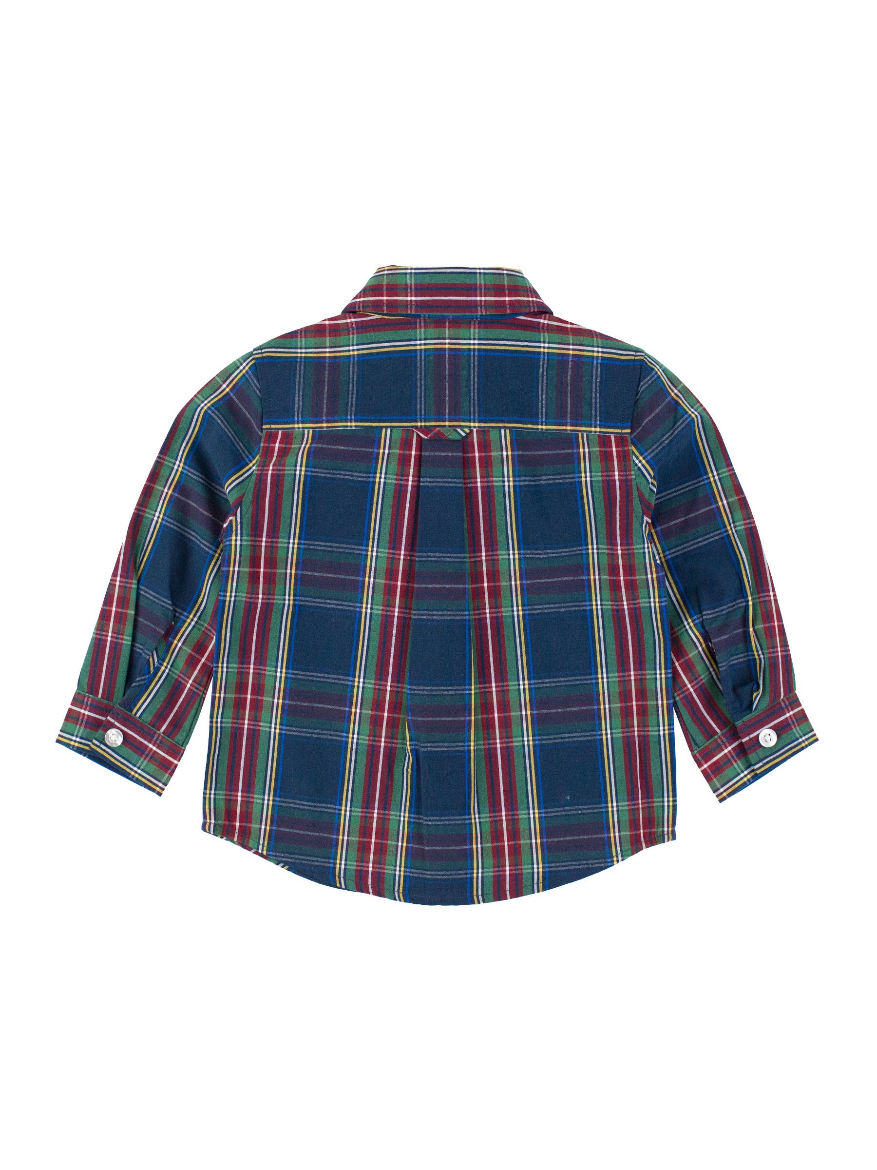 Boys Winter Nights Plaid Long Sleeve Button Down Shirt Navy