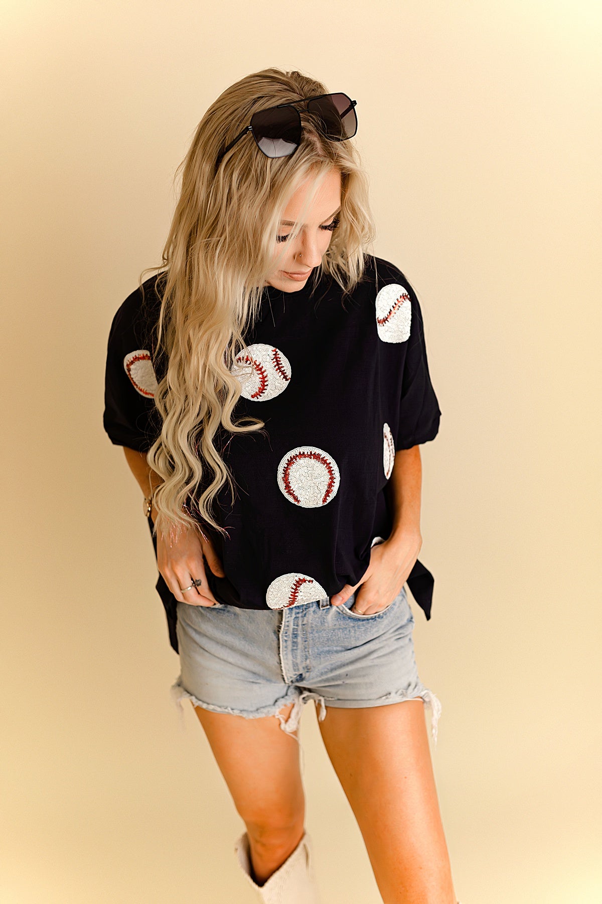 Back in stock…Game Day Baseball Sequin Patch Shirt