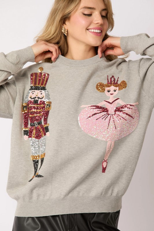 Sweater -Nutcrackers Sequins Embroidery