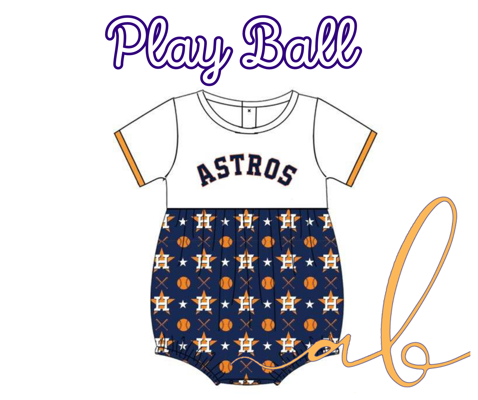 PRE ORDER Astros Inspired Play Ball Romper