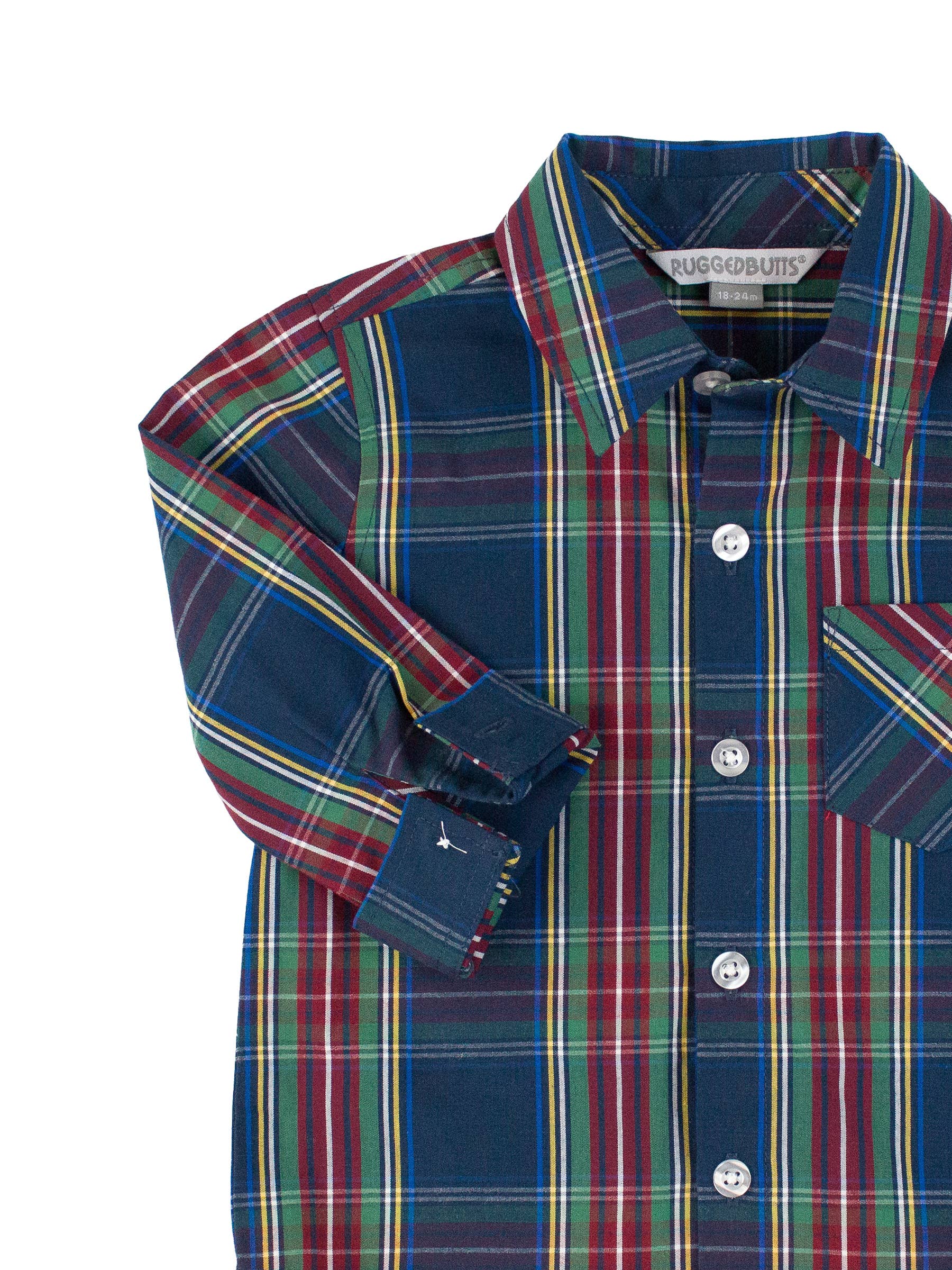 Boys Winter Nights Plaid Long Sleeve Button Down Shirt Navy