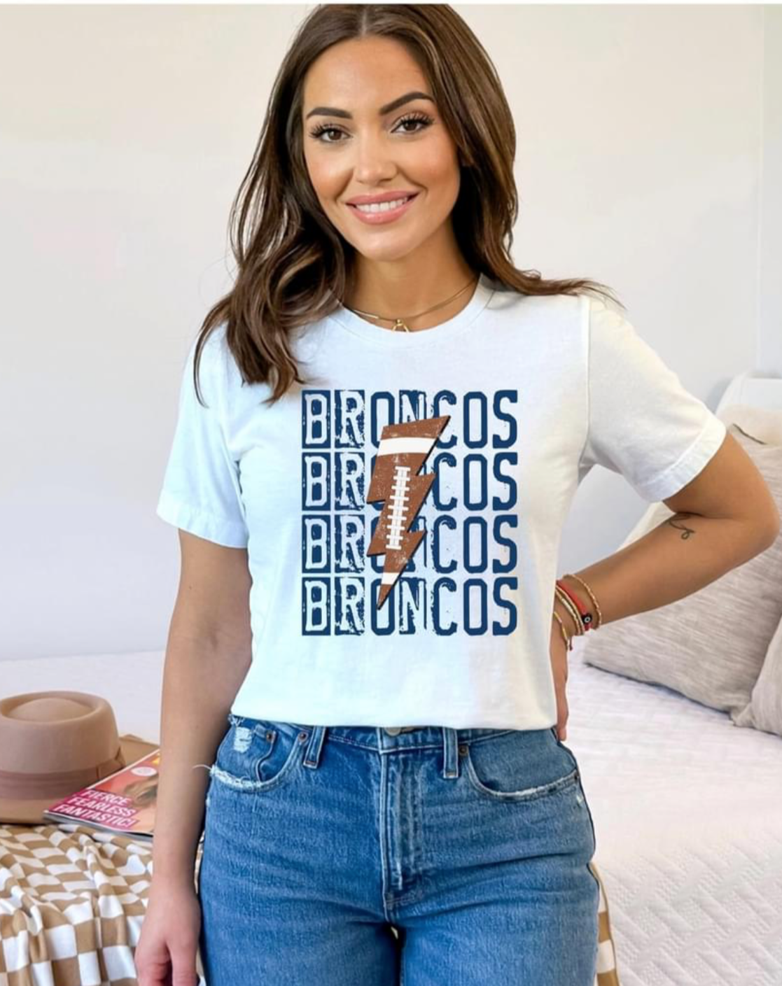 NFL Denver Broncos Women's Studded Gal Plus Size T-Shirt 