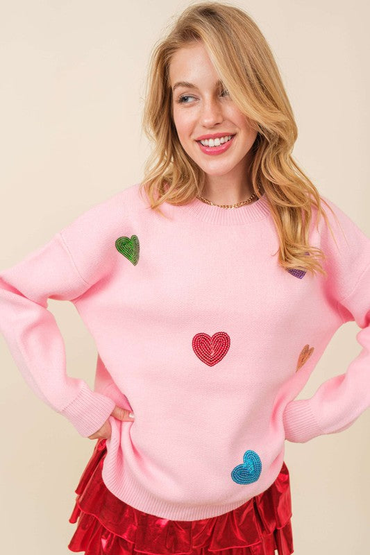 Isn't She LOVELY Sequin Heart Sweater