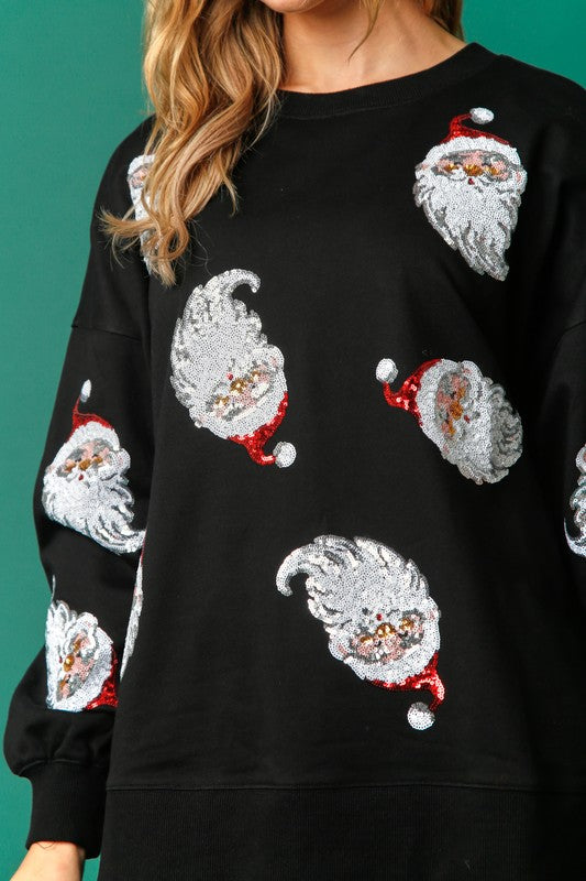 Sequin Santa French Terry Sweatshirt