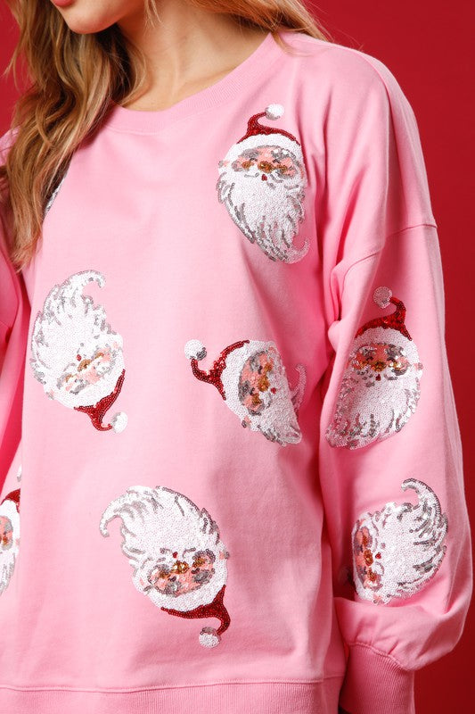 Sequin Santa French Terry Sweatshirt