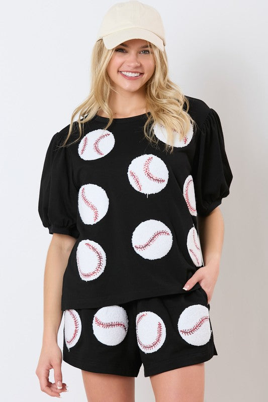 Sequin Baseball Terry Top SOLD OUT