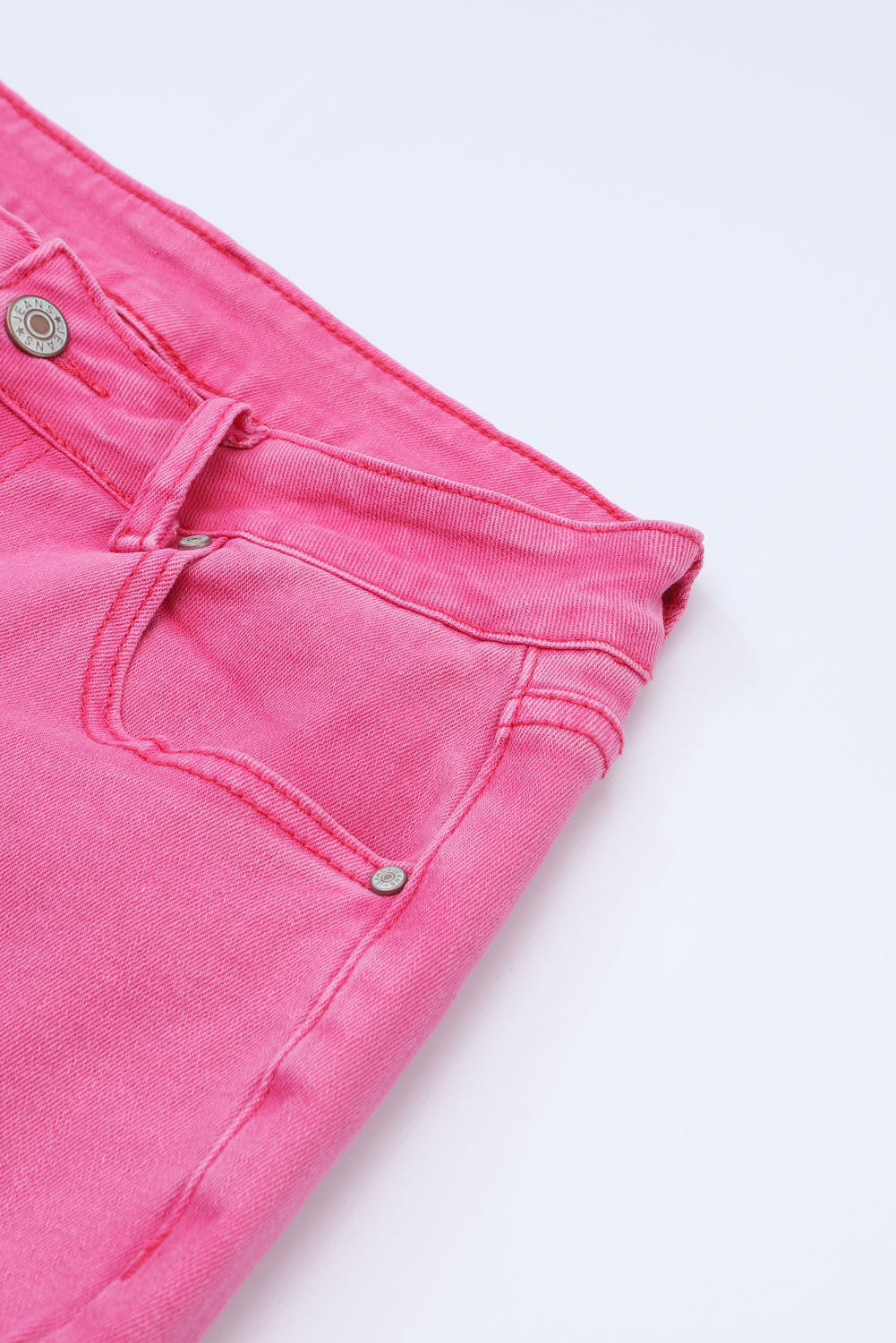 Pink Distressed Holes Raw Edge Cropped Flare Jeans