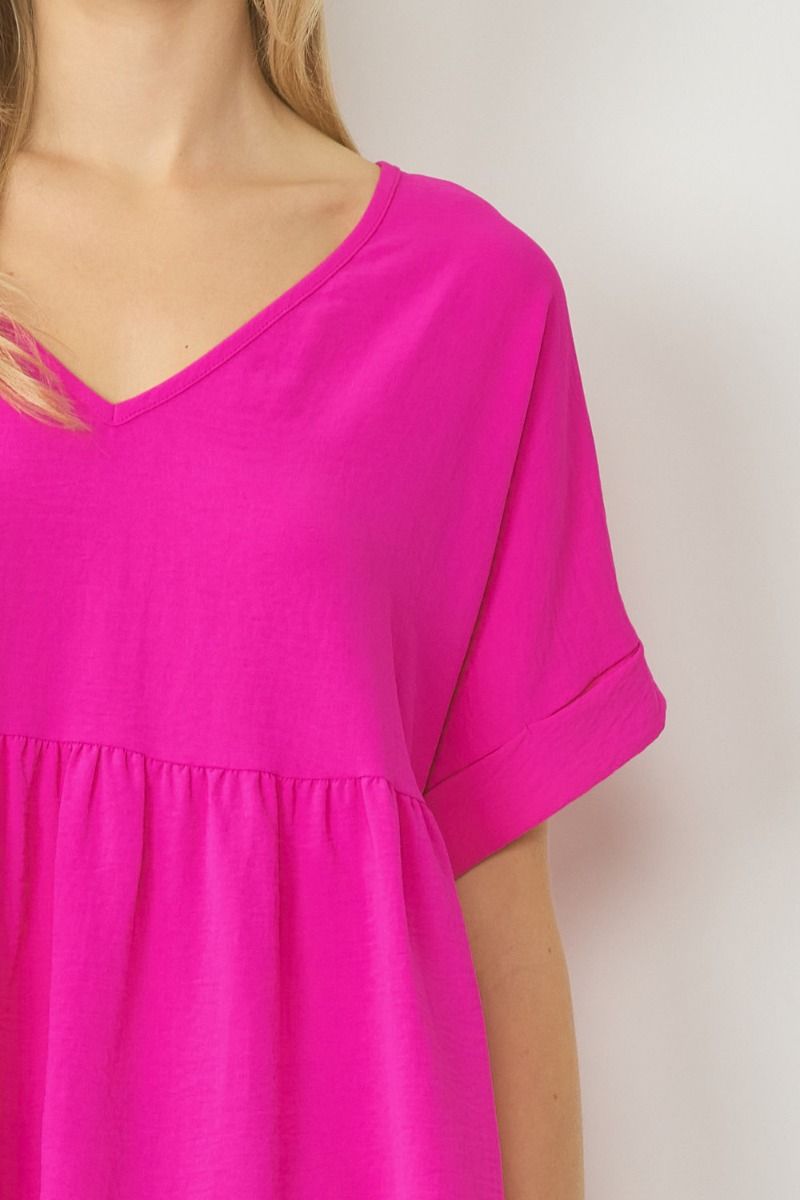 Flamingo Pink Baby Doll Topl